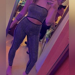 Fashion nova strapless studded jumpsuit